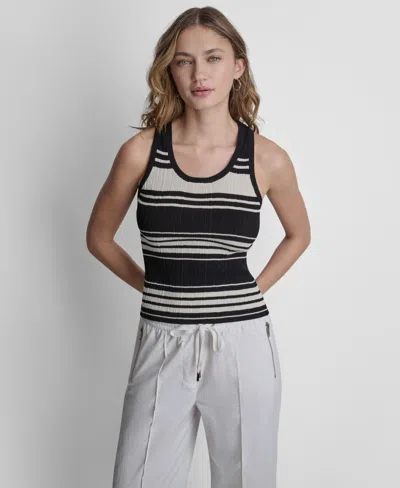 Dkny Women's Striped Sweater Tank Top In Black
