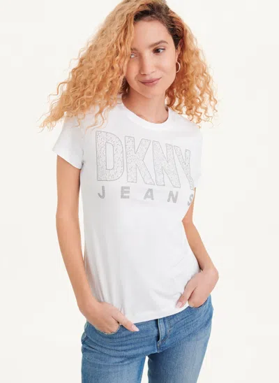 Dkny Stud-embellished Short-sleeve T-shirt In White