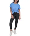Dkny Women's Studded-logo T-shirt In Blue