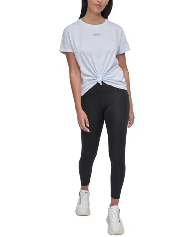 Dkny Women's Studded-logo T-shirt In Black