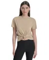 Dkny Women's Studded-logo T-shirt In Brown