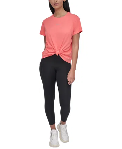 Dkny Women's Studded-logo T-shirt In Coral Crush