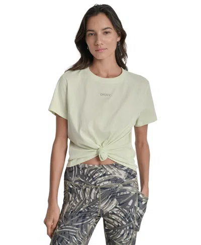 Dkny Women's Studded-logo T-shirt In Green
