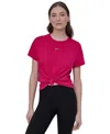 Dkny Women's Studded-logo T-shirt In Red
