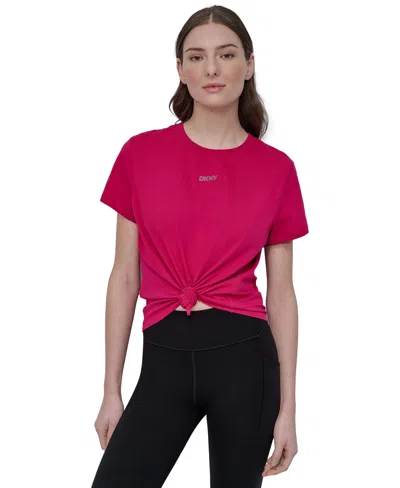 Dkny Women's Studded-logo T-shirt In Purple