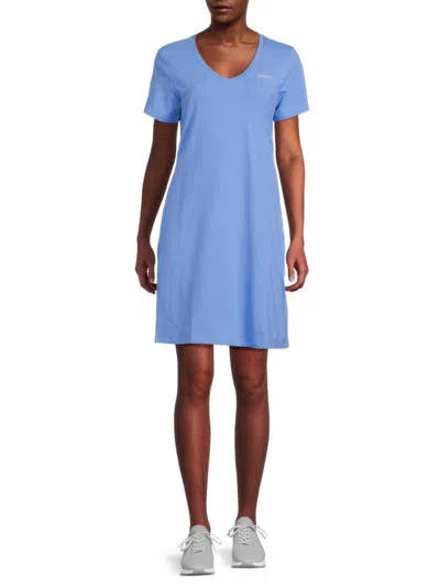 Dkny Women's Studded Logo V-neck T-shirt Dress