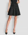 Dkny Studded Metallic Miniskirt In Black
