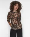 Dkny Cheetah Print Short Sleeve Sweater In Multi