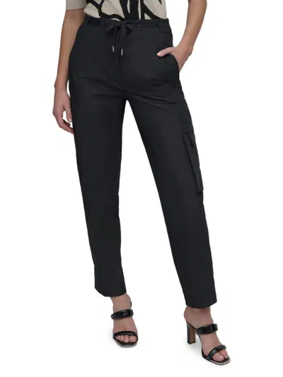 Dkny Women's Taffeta Cargo Tapered Woven Pants In Black