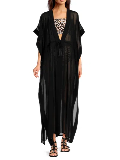 Dkny Women's Tie-front Cover-up Kaftan In Black