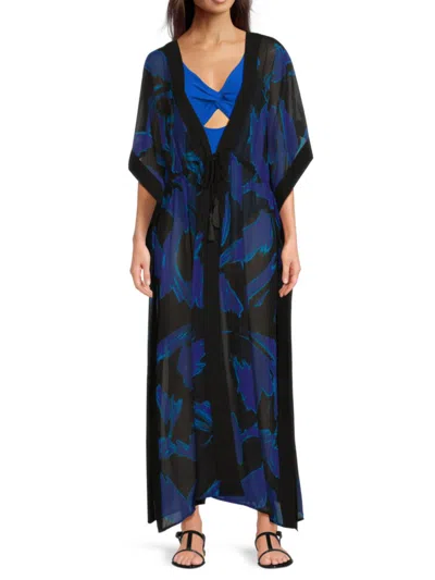 Dkny Women's Tassel Duster Cover Up In Blue Multi