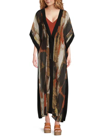 Dkny Women's Tassel Duster Cover Up In Brown Multi