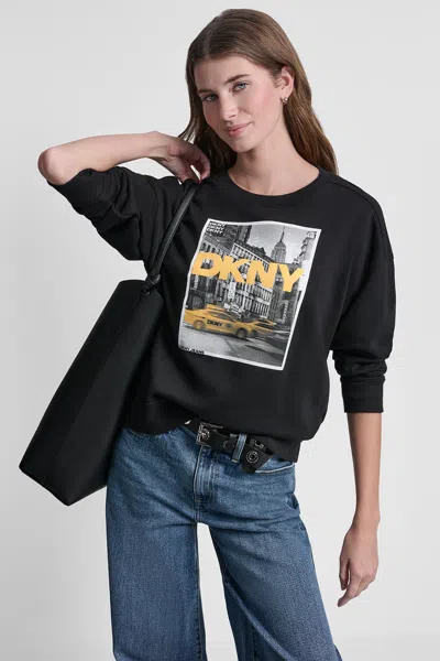 Dkny Women's Taxi Photoreal Logo Sweatshirt In Black