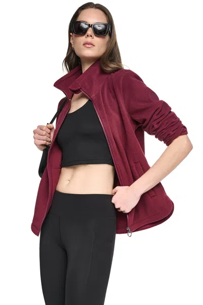 Dkny Women's Tech Fleece Full Zip Jacket In Brown