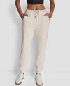 Dkny Women's Tech Ottoman Cuffed High Rise Joggers In White