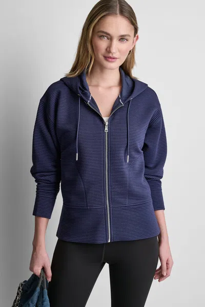 Dkny Women's Tech Ottoman Full Zip Hoodie In Blue