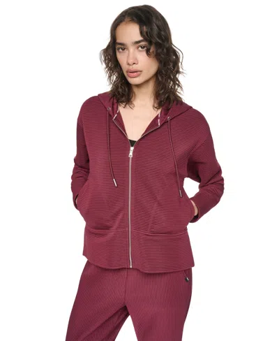 Dkny Women's Tech Ottoman Full-zip Hoodie In Brown