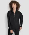Dkny Women's Tech Ottoman Half-zip Mock Neck Sweatshirt In Black
