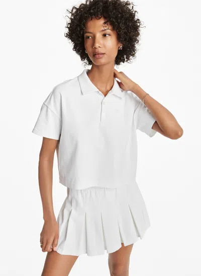 Dkny Sport Women's Tech Pique Short-sleeve Cropped Polo Shirt In White