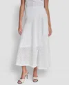 Dkny Women's Textured A-line Pull-on Skirt In White