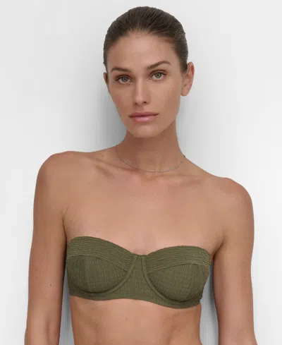 Dkny Women's Textured Molded Balconette Bikini Top In Moss Texture