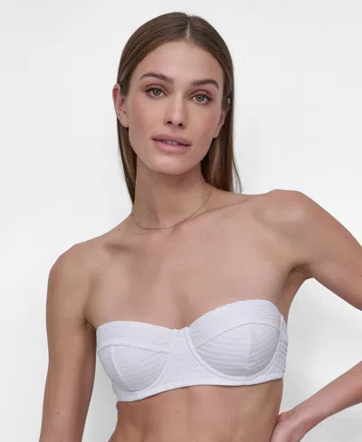 Dkny Women's Textured Molded Balconette Bikini Top In Soft White Texture