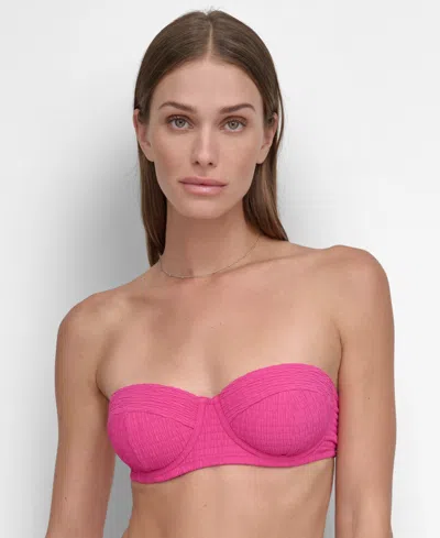 Dkny Women's Textured Molded Balconette Bikini Top In Wildberry Texture