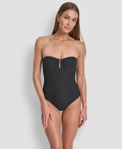 Dkny Shirred Bandeau Swimsuit In Multi