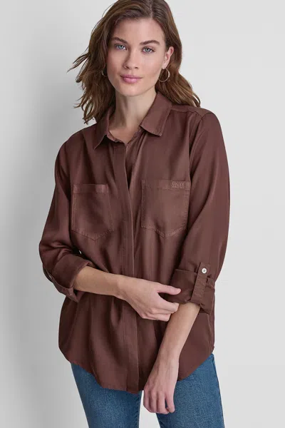 Dkny Women's The Live-in Shirt In Brown