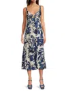 Dkny Women's Tie Front Abstract Print A-line Midi Dress
