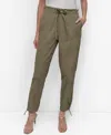 Dkny Womens Sateen Cropped Snap Front Jacket Cutaway Seamless Tank Top Tie Front Cargo Pants In Utility Green