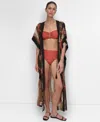 Shop Dkny Women's Tie-front Cover-up Kaftan In Paint Stroke (truffle,black Multi)
