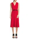 Dkny Women's Tie-waist A-line Midi-dress In Red