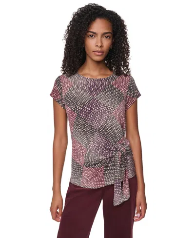 Dkny Women's Tie-front Print Blouse In Multi
