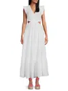 Dkny Women's Tiered Cotton A-line Midi-dress In White