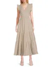 Dkny Women's Tiered Cotton A-line Midi-dress In Pebble
