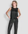 Dkny Womens Tiered Fringe Blouse Seamed Straight Pants In Black