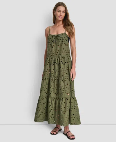 Dkny Women's Tiered Maxi Dress Swim Cover-up In Green