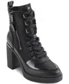 Dkny Women's Toia 100mm Mixed-media Combat Boots In Black