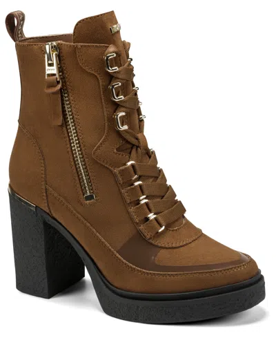 Dkny Women's Toia Lace-up Platform Booties In Brown