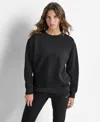 Dkny Women's Tonal Logo Patch Crewneck Sweatshirt In Black