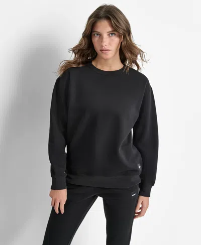 Dkny Women's Tonal Logo Patch Crewneck Sweatshirt In Black