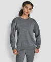 Dkny Women's Rhinestone Logo Long Line Crewneck Sweatshirt In Gray