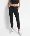Dkny Sport Jogger Sweatpants Womens Black Fleece Drawstring Waist Fts718 In Black