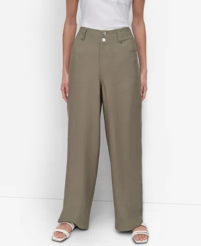 Dkny Women's Top-stitched Crinkle Trousers In Utility Green