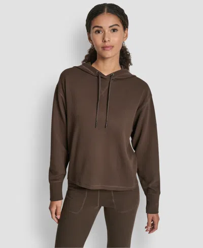 Dkny Women's Transcend Thermal Pull-on Hoodie In Brown