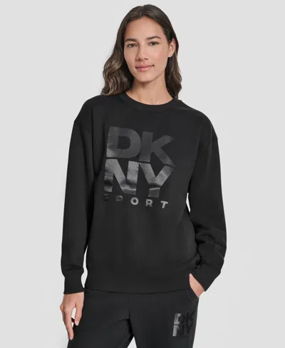 Dkny Women's Transfer Logo Crew Neck Sweatshirt In Black