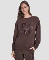 Dkny Women's Transfer Logo Crew Neck Sweatshirt In Brown