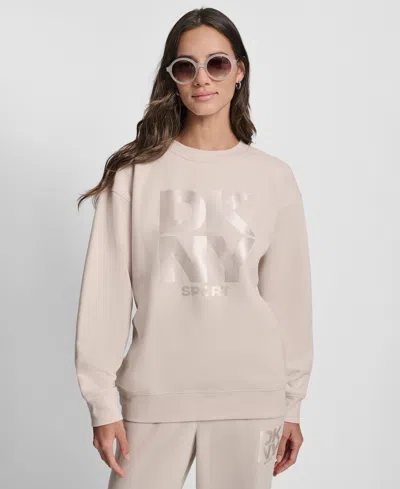 Dkny Women's Transfer Logo Crew Neck Sweatshirt In Brown
