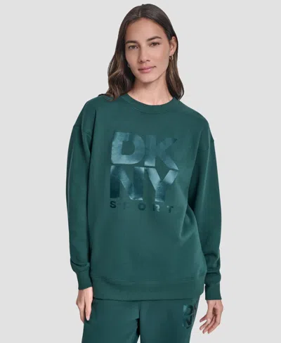 Dkny Women's Transfer Logo Crew Neck Sweatshirt In Green